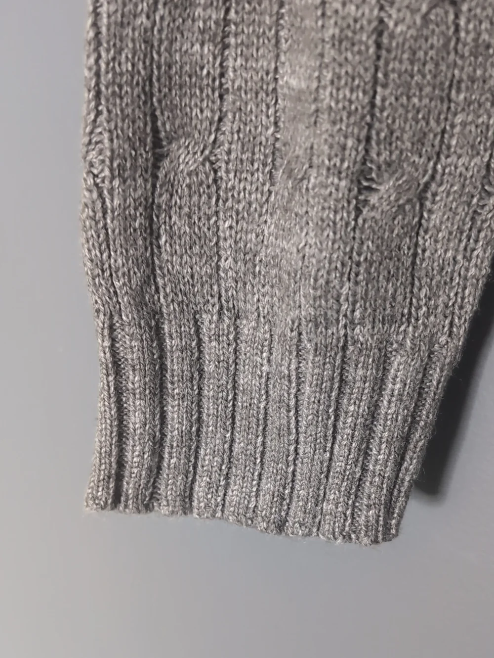 Grey Cable Knit Zip Hoodie Sweater - Picture 4 of 4